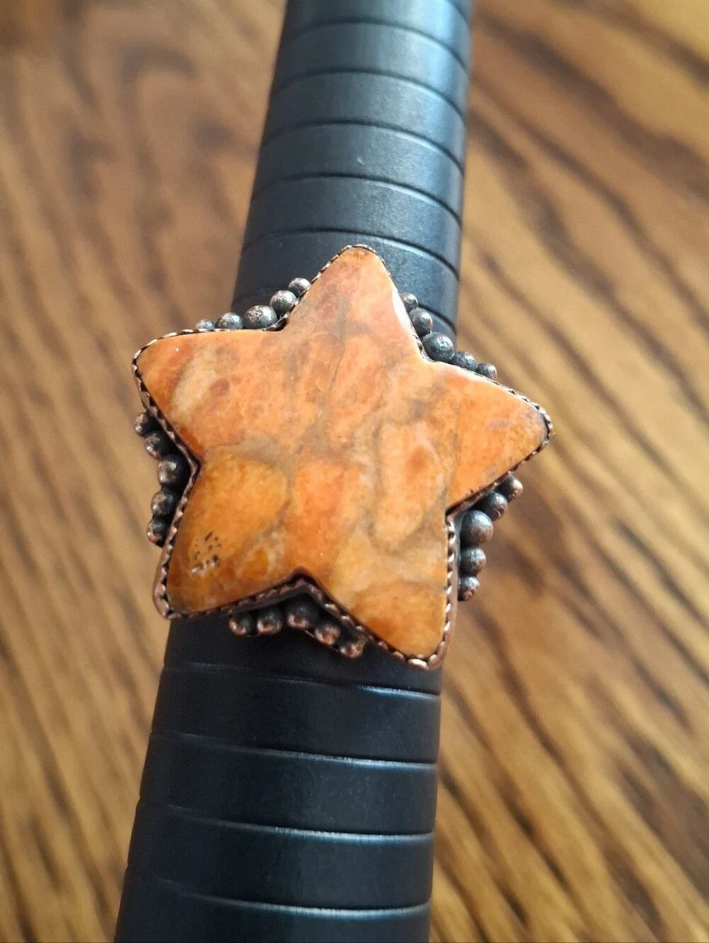 Orange Mojave Star On Copper Adjustable Band 8-9-10